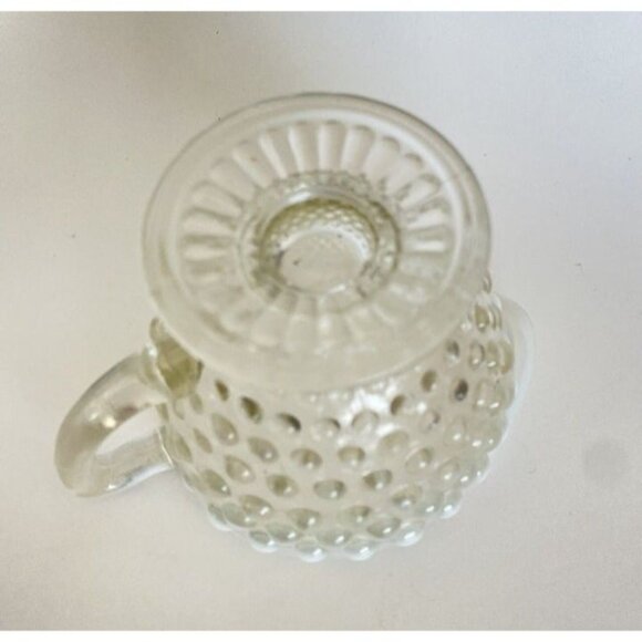 Fenton Moonstone Opalescent Creamer Mini Pitcher Hobnail Glass Vintage - Picture 6 of 7